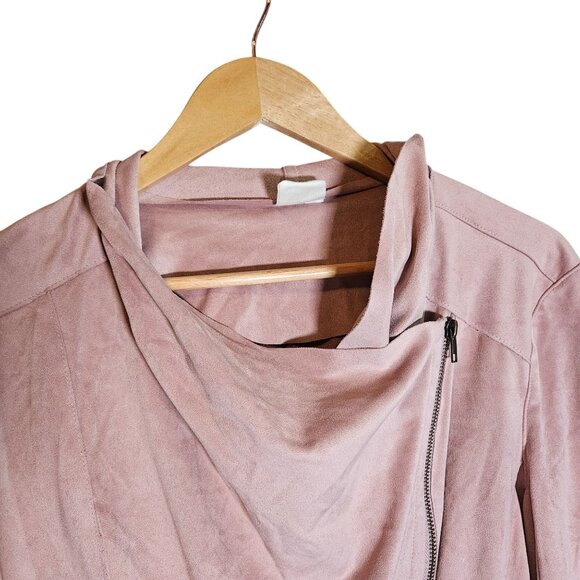 Mote Women's Asymmetrical Zip Jacket Pink L Minimalist Clean Girl Fall Layer - Picture 4 of 8